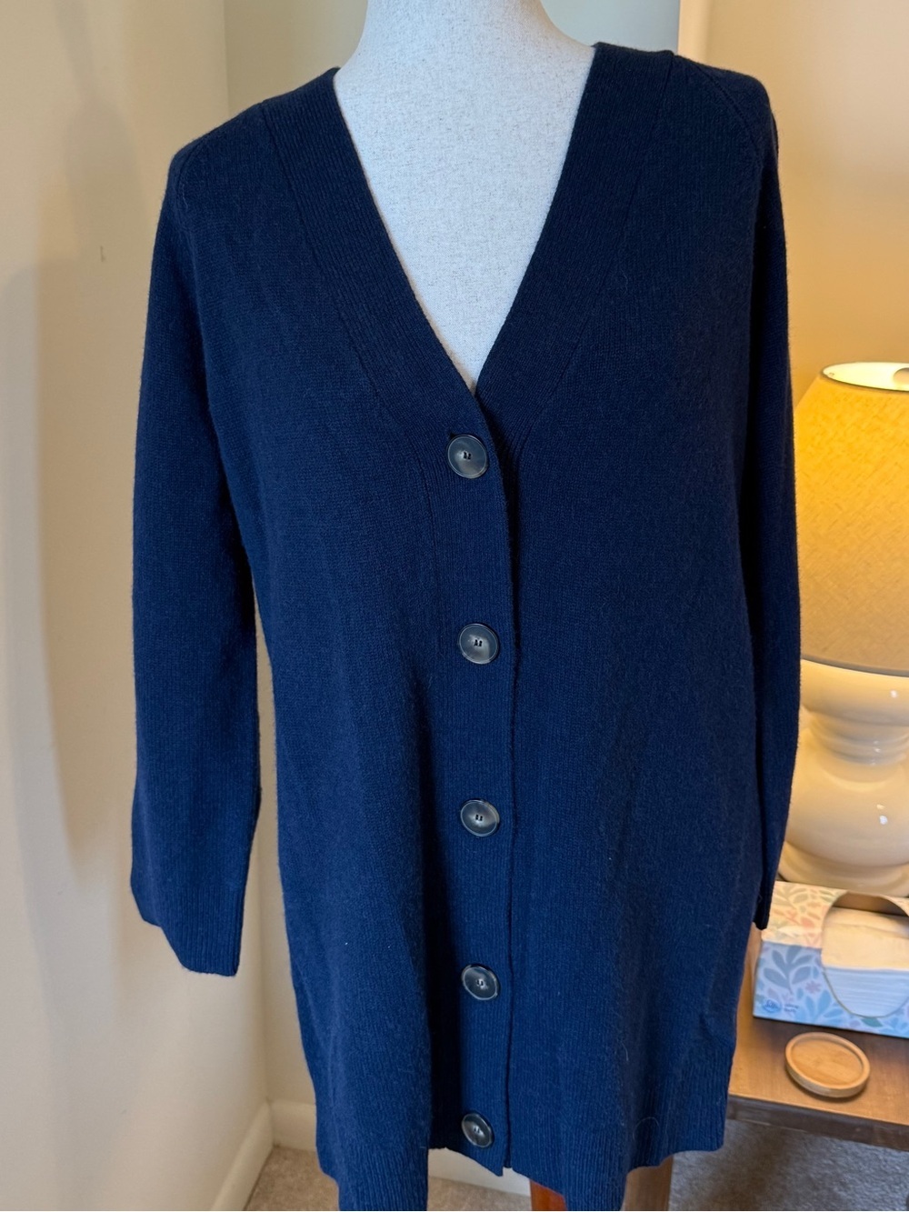 NWT SZ S SÉZANE Quitterie YAK WOOL Navy V-Neck Button Cardigan Sweater Dress - Picture 2 of 9